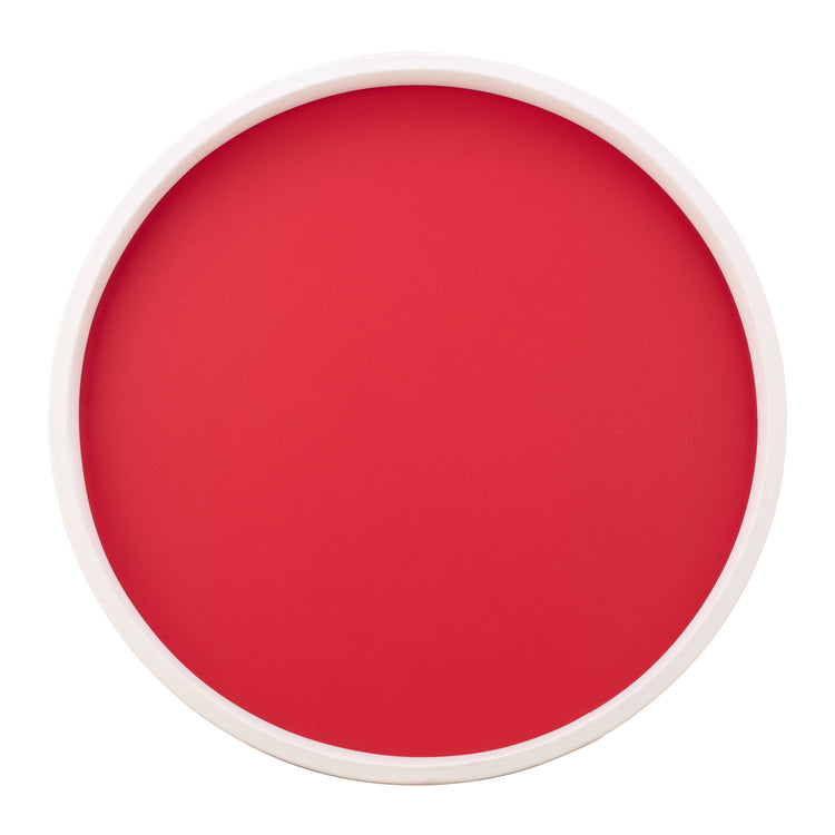 Red | Serving tray with a thick white rim centered on a seamless white backdrop.