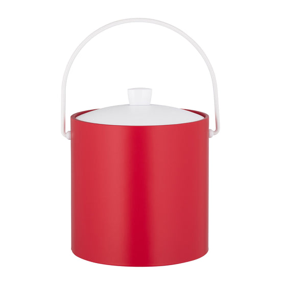Red | Classic party ice bucket with removeable lid shown on a white background.