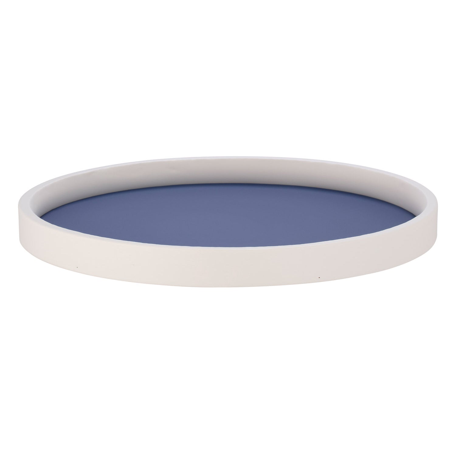 Royal Blue | Lightweight circular tray with a bright white rim, set against a white background.