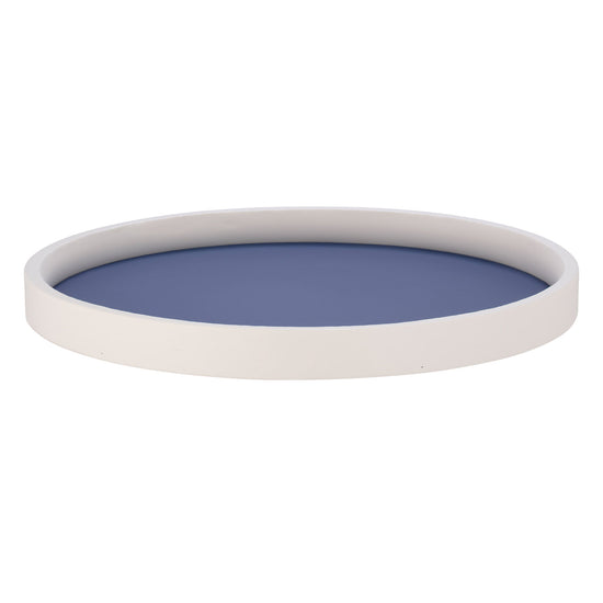 Royal Blue | Lightweight circular tray with a bright white rim, set against a white background.