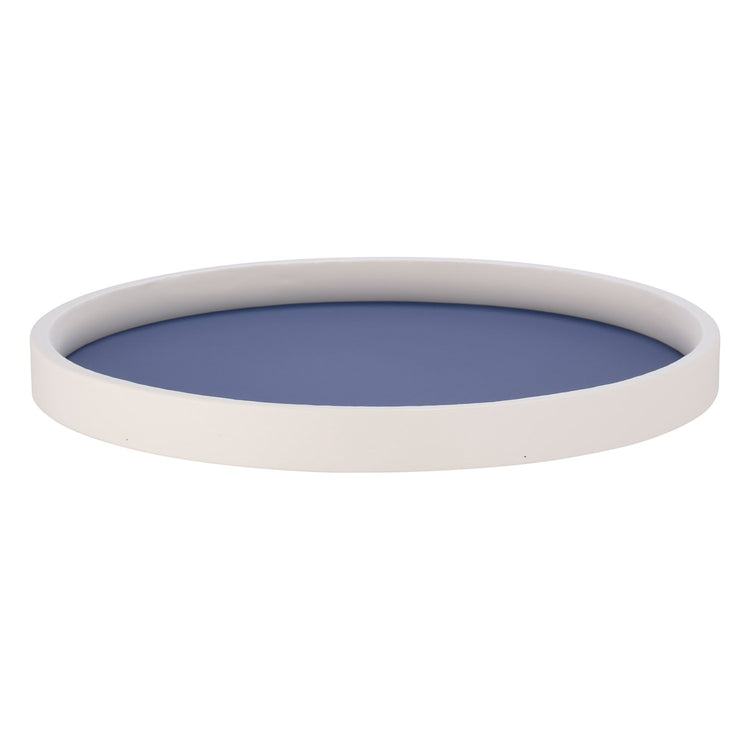 Royal Blue | Lightweight circular tray with a bright white rim, set against a white background.