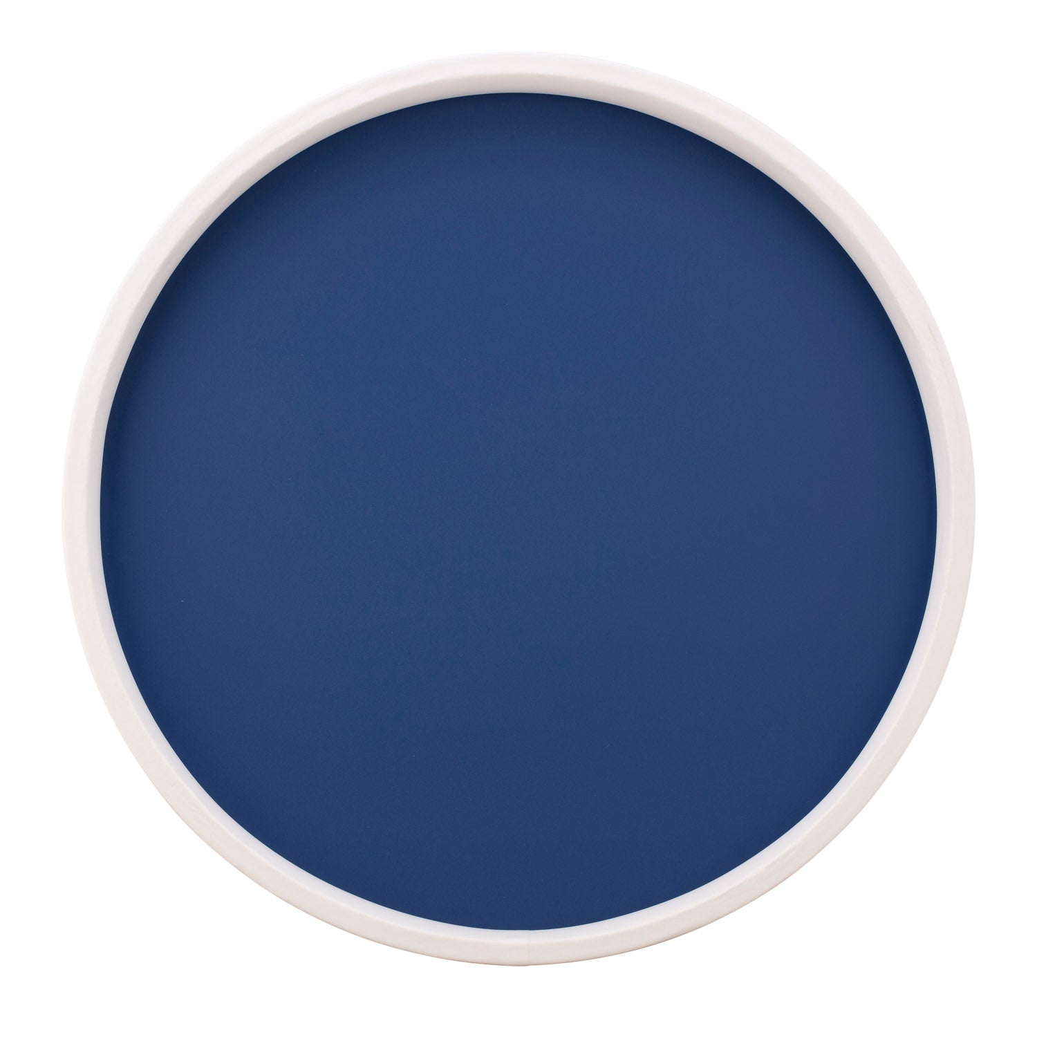 Royal Blue | Round tray with a clean white rim placed upright to see the inside.