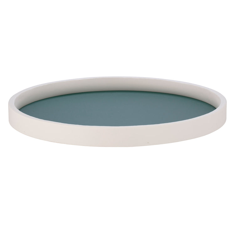Tropic Green | Round tray with a high-contrast white rim, displayed flat on a white surface.