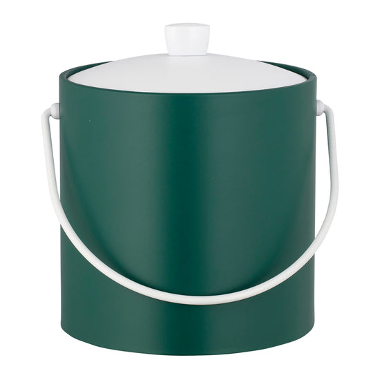 Tropic Green | Ice bucket with white bale handle and cover shown up close.