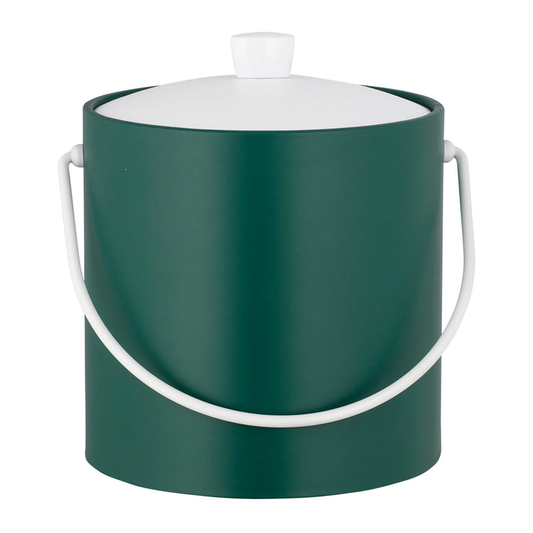 Tropic Green | Ice bucket with white bale handle and cover shown up close.