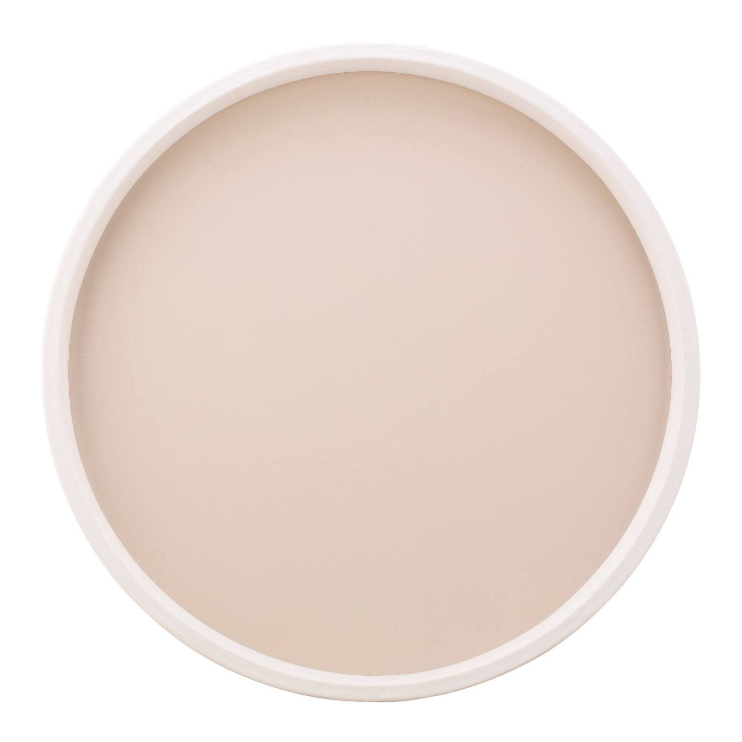 Ivory | Minimalist round tray with white rim, photographed on a plain white background.