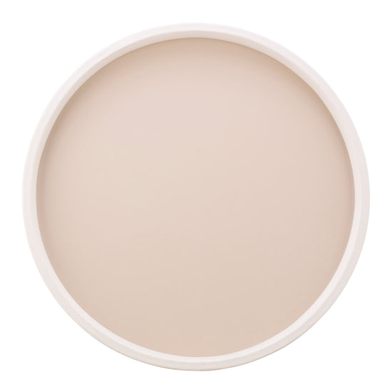 Ivory | Minimalist round tray with white rim, photographed on a plain white background.
