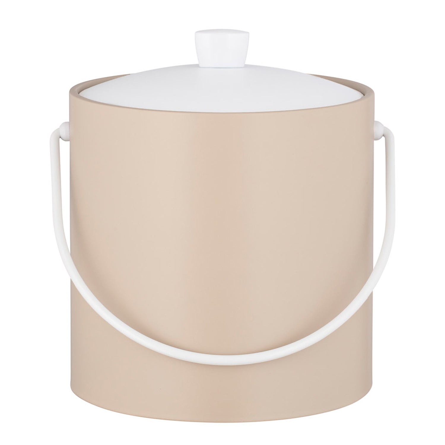 Ivory | Ice bucket with removable lid, positioned on a white background.