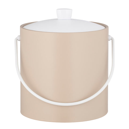 Ivory | Ice bucket with removable lid, positioned on a white background.