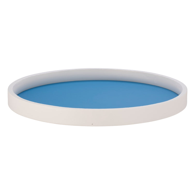 Process Blue | Round white rimmed tray with a smooth surface, displayed on a white backdrop.