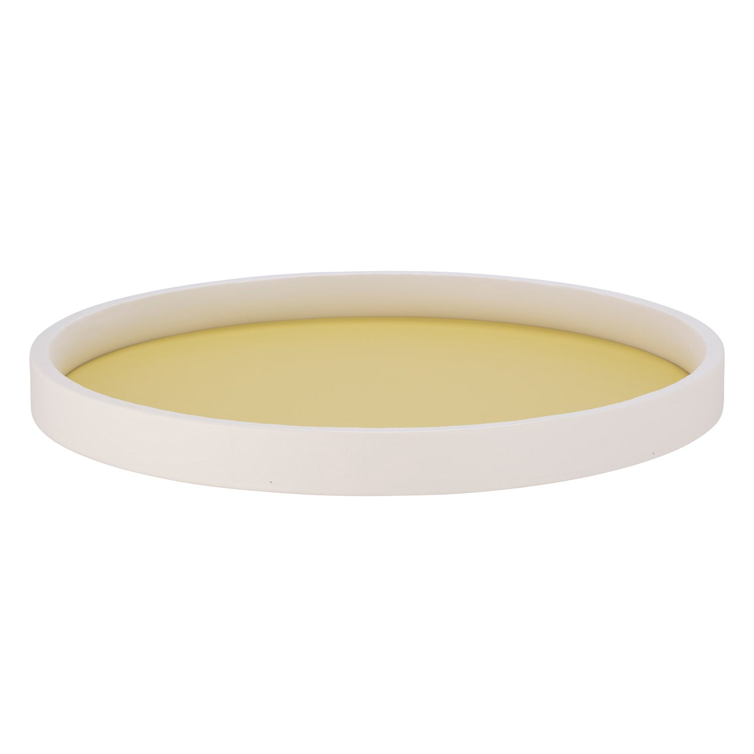 Lemon | Round tray with matte white rim, photographed on a white background.