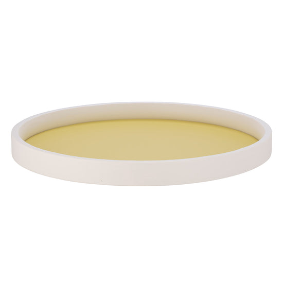Lemon | Round tray with matte white rim, photographed on a white background.