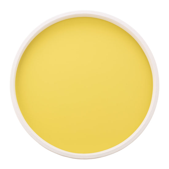 Lemon | Circular serving tray with a sleek white border, placed on a white backdrop.