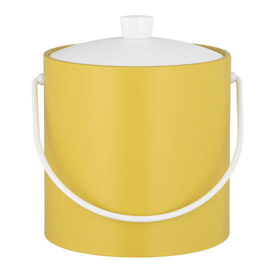 Lemon | 3QT double wall insulated ice bucket with smooth body, placed on a white background.