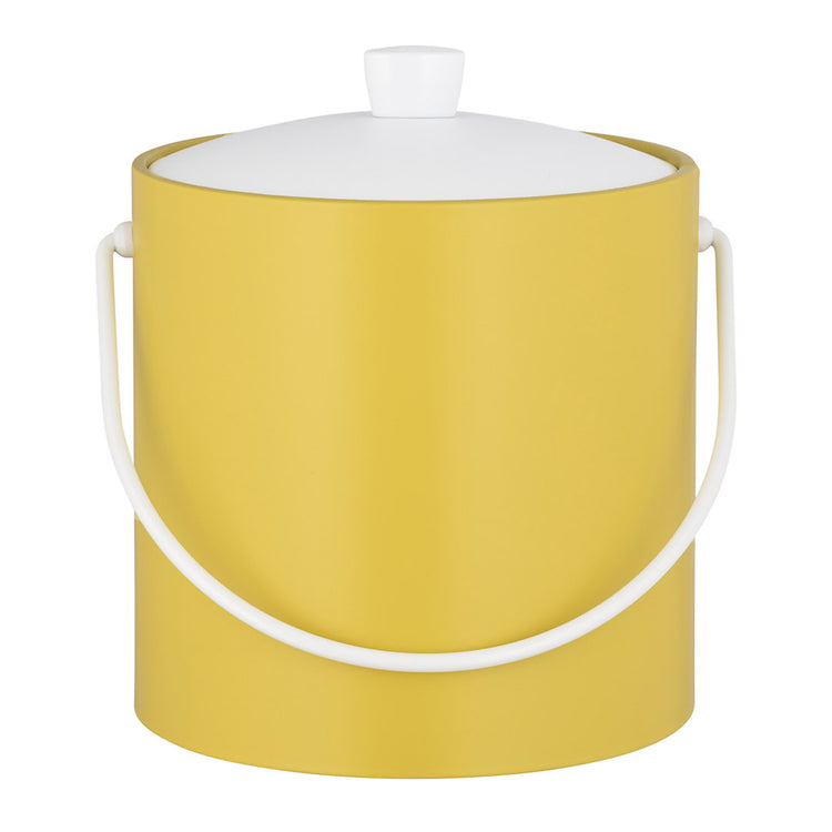 Lemon | 3QT double wall insulated ice bucket with smooth body, placed on a white background.