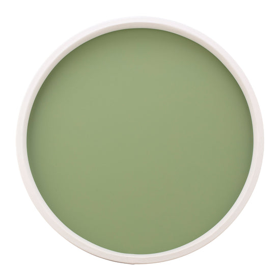 Mist Green | Round tray with white outer rim, view of the green inside of the tray.