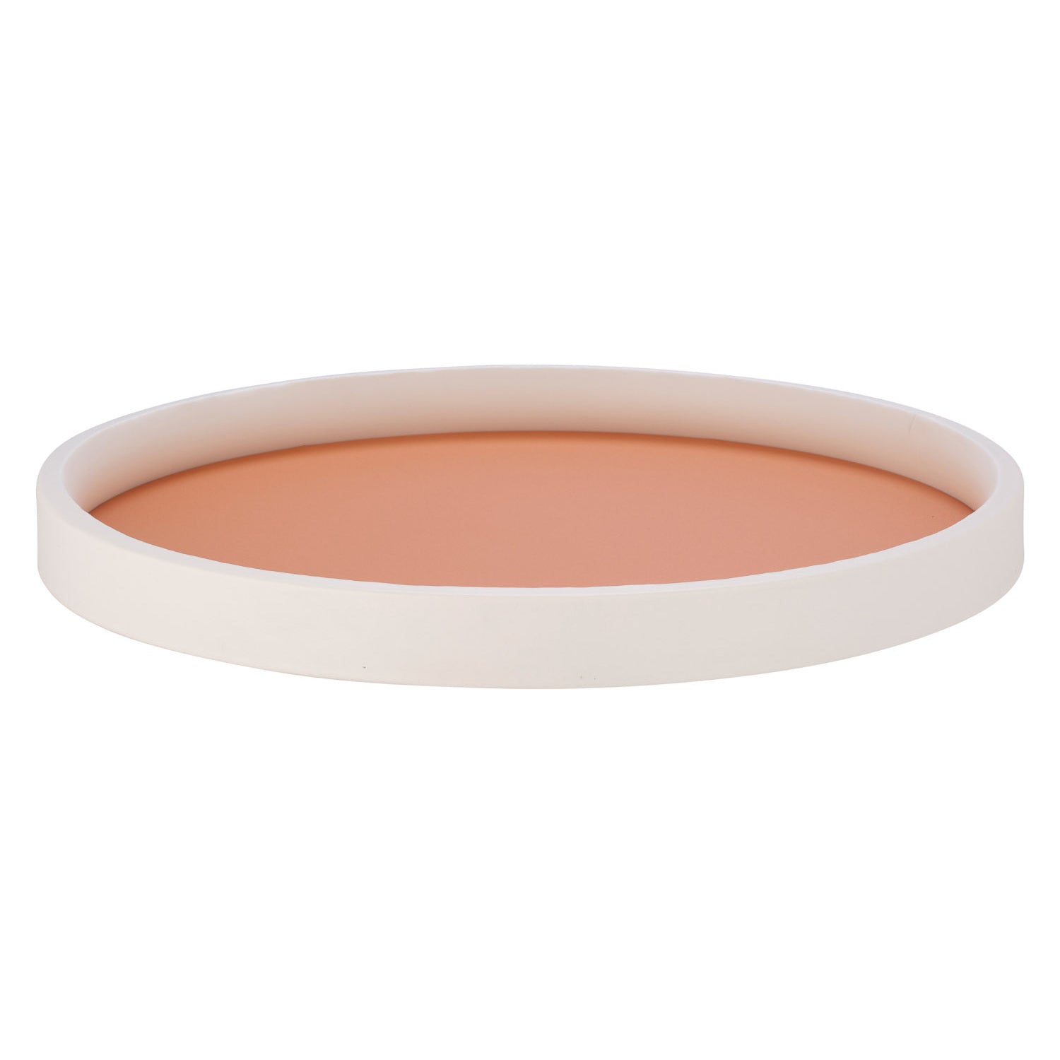 Spice Orange | Serving tray with bold white edge, photographed from a side view.