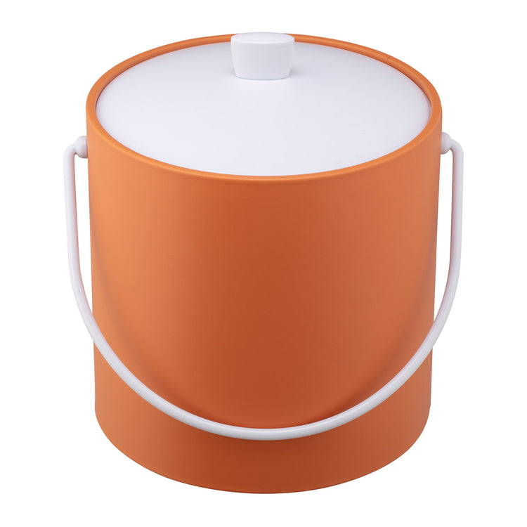 Spice Orange | Smooth exterior 3qt ice bucket with acrylic cover in view.