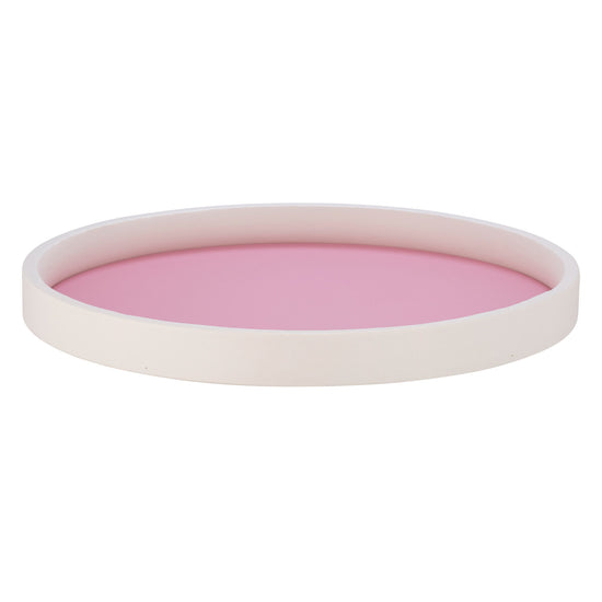Pink | Classic round tray featuring a bold white rim, photographed in full view on a white background.
