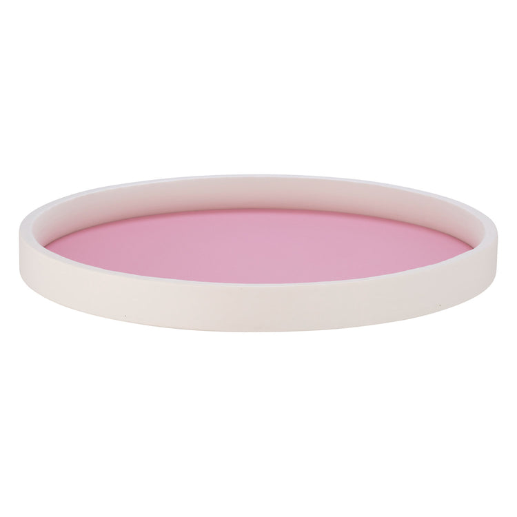 Pink | Classic round tray featuring a bold white rim, photographed in full view on a white background.