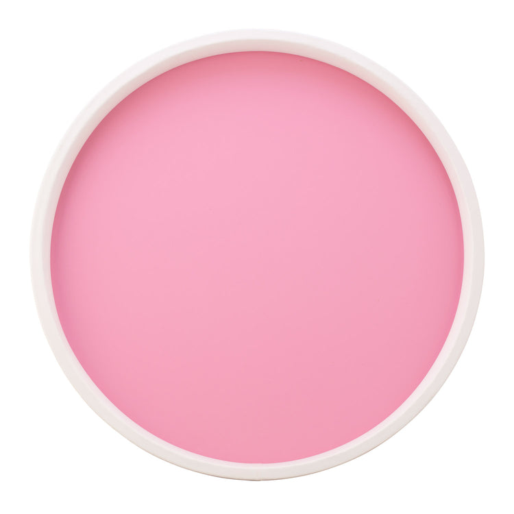 Pink | Contemporary serving tray with a white border, placed on a white surface.