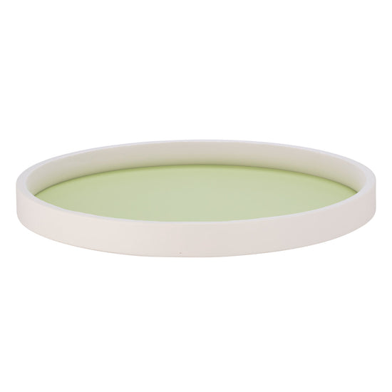 Light Green | Circular tray with a delicate white rim, set on a white surface.
