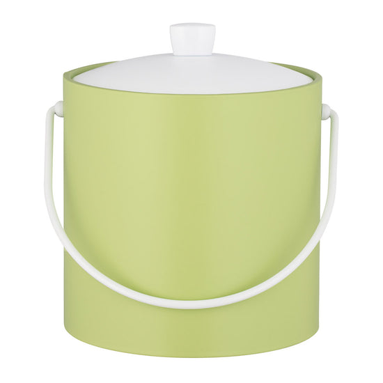 Light Green | Insulated ice bucket with white bale handle, set on a white surface.