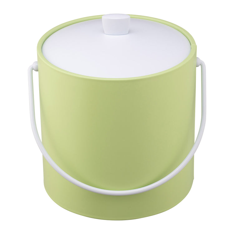 Light Green | Matte ice bucket with round shape and lid, photographed on a white backdrop.