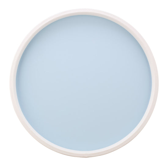 Light Blue | Elegant round tray with a white rim on a clean white surface.