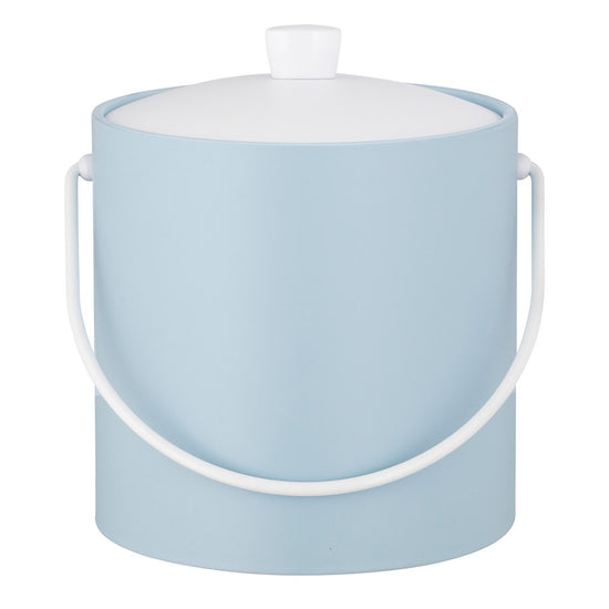 Light Blue | Compact ice bucket with snug lid, shown on a white surface.