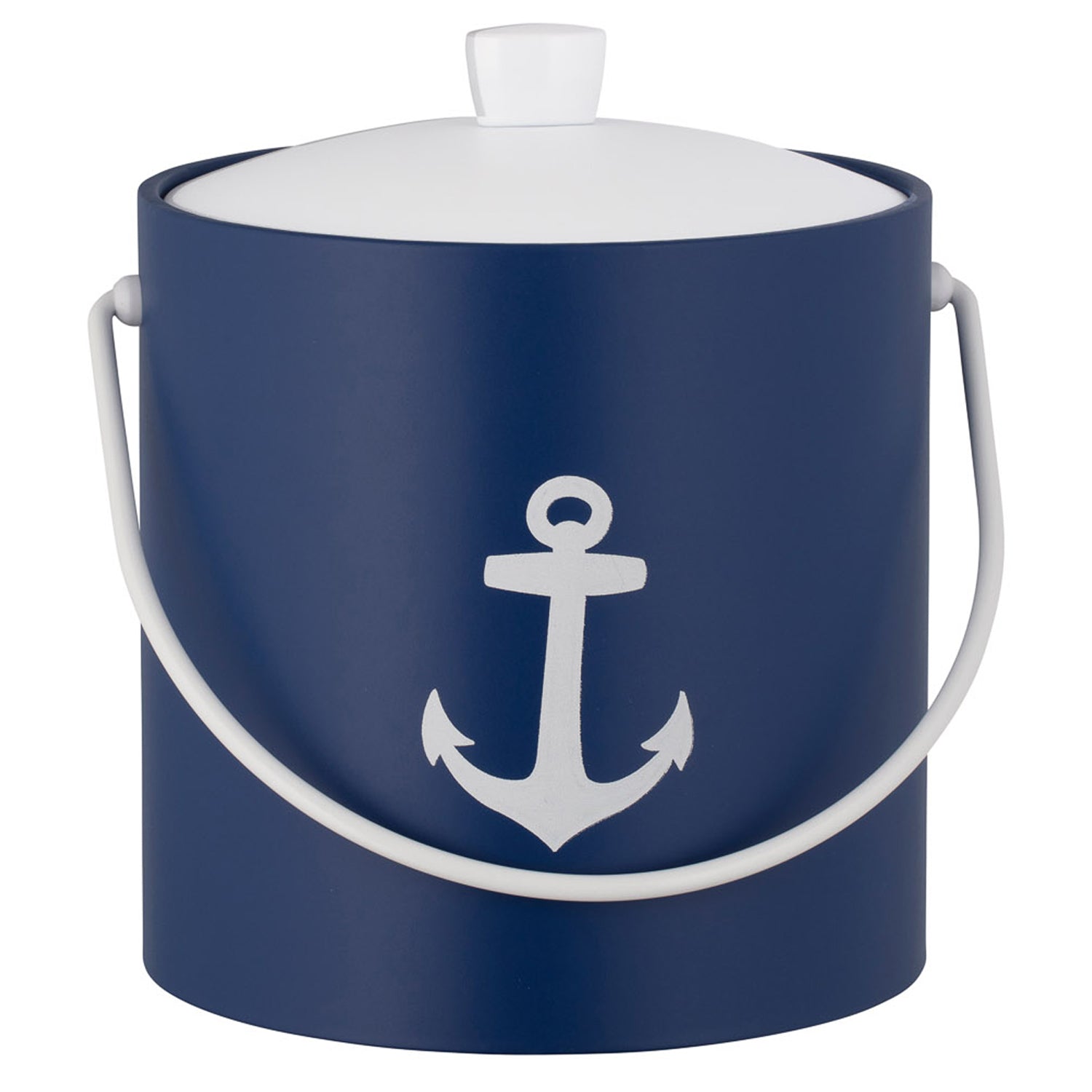 Royal Blue | Compact 3QT ice bucket featuring a bold white anchor, set on a white background.