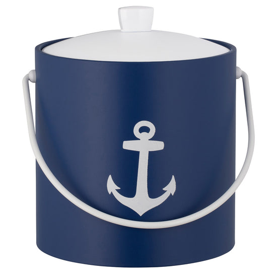 Royal Blue | Compact 3QT ice bucket featuring a bold white anchor, set on a white background.