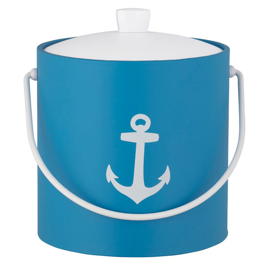 Process Blue | 3QT ice bucket featuring a nautical anchor design, shown against a clean white backdrop.