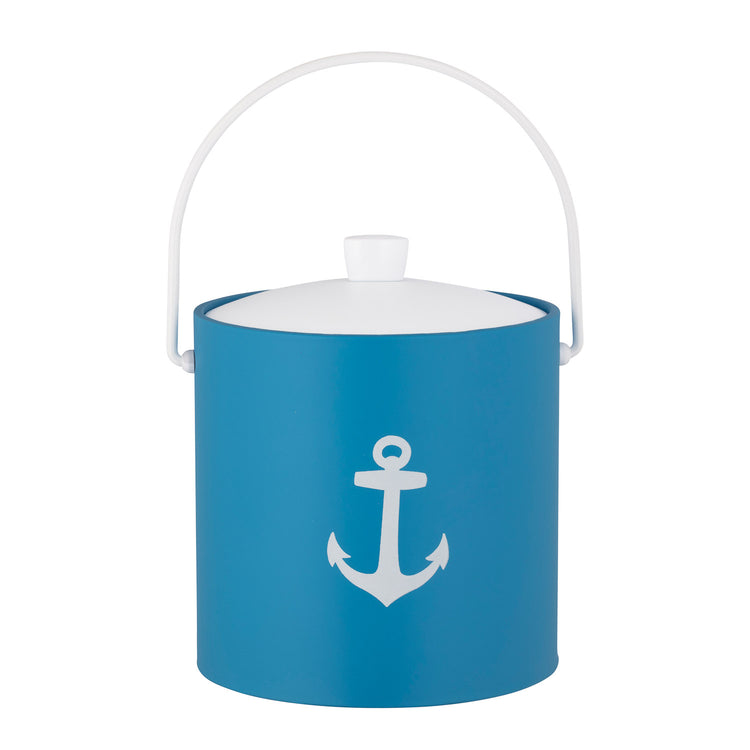 Process Blue | 3-quart ice bucket with a white anchor decal on the front, displayed on a white background.