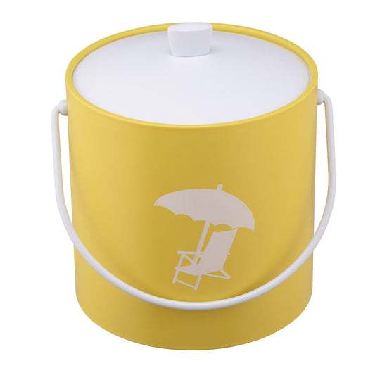 Lemon | Ice bucket with a relaxed beach chair graphic in white, placed on a white surface.