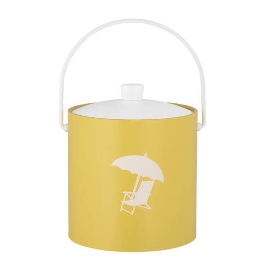 Lemon | 3-quart ice bucket with a white beach chair decal centered, displayed on a plain white background.