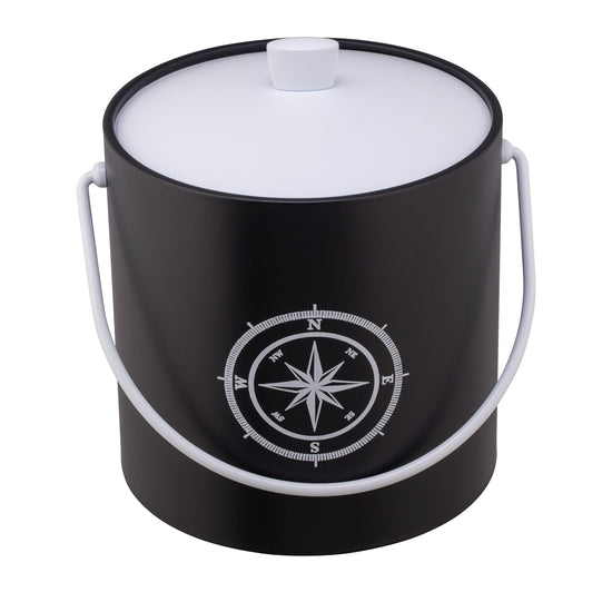 Black | Ice bucket with a bold white compass point graphic in the center, placed on a white background.