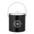 Black | 3-quart ice bucket with a white compass point decal centered, displayed on a plain white background.