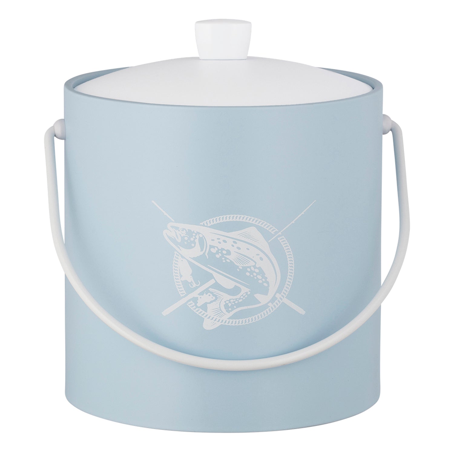 Light Blue | Ice bucket with a simple fish silhouette, set against a plain white background.