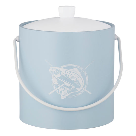 Light Blue | Ice bucket with a simple fish silhouette, set against a plain white background.