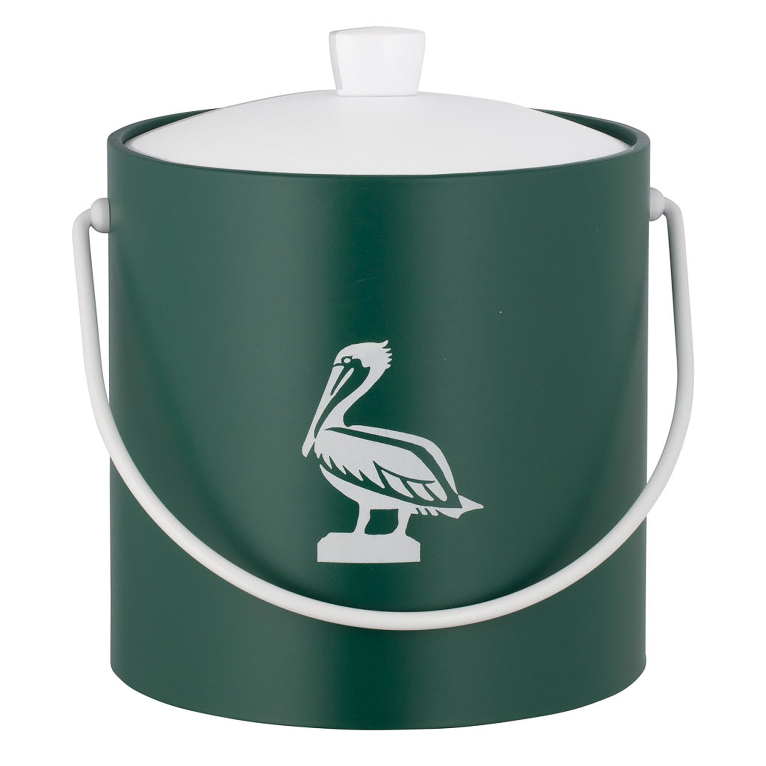 Tropic Green | Ice bucket with a stylish pelican silhouette, set on a plain white background.