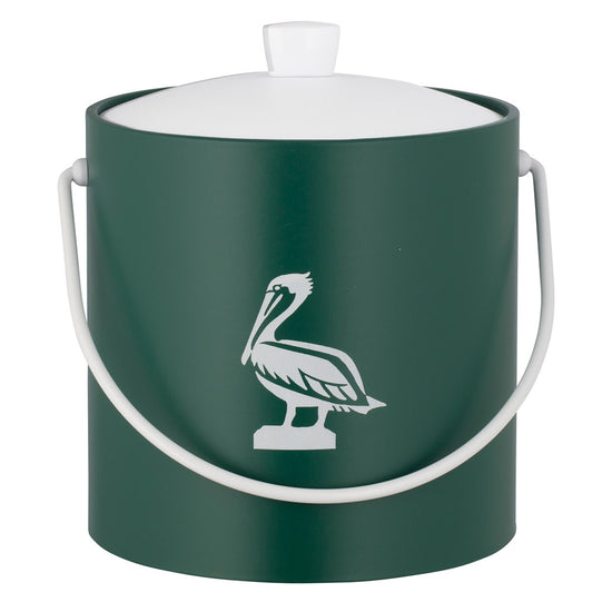 Tropic Green | Ice bucket with a stylish pelican silhouette, set on a plain white background.