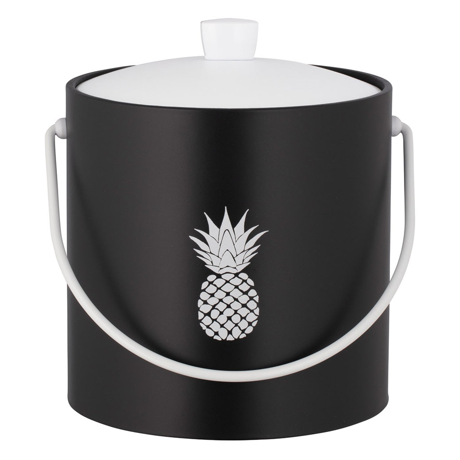 Black | Ice bucket with a bold pineapple silhouette, set on a plain white background.