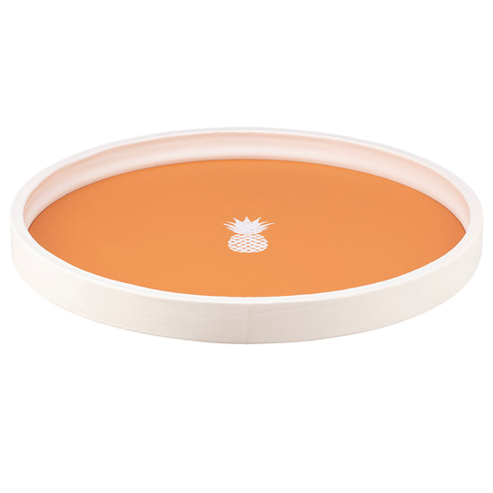 Spice Orange | Circular tray featuring a white pineapple design, shown against a clean white backdrop.