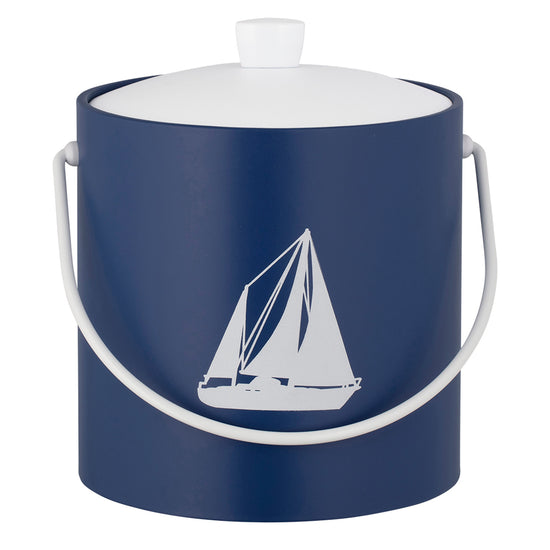 Royal Blue | 3QT ice bucket featuring a nautical sailboat design, shown against a clean white backdrop.