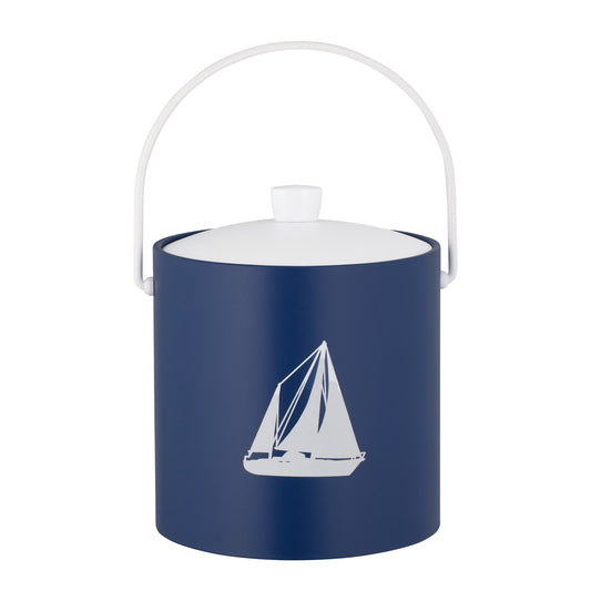 Royal Blue | 3-quart ice bucket with a white sailboat decal centered, displayed on a plain white background.