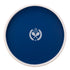 Royal Blue | Round serving tray with white crossed tennis rackets decal in the center, displayed on a plain white background.