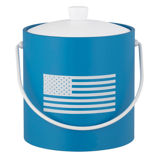 Process Blue | 3QT ice bucket featuring a patriotic American flag design, shown against a clean white backdrop.