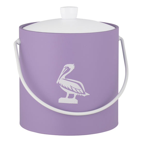Lavender | 3QT ice bucket featuring a coastal pelican design, shown against a clean white backdrop.