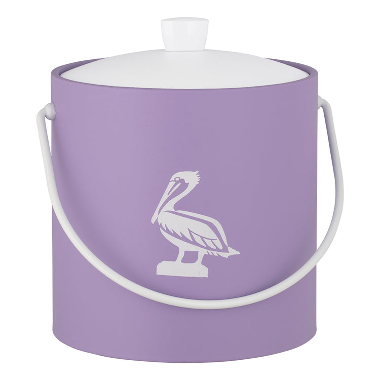 Lavender | 3QT ice bucket featuring a coastal pelican design, shown against a clean white backdrop.